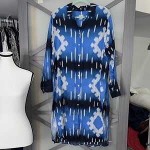 Chico's Blue and White Long Sleeve Dress